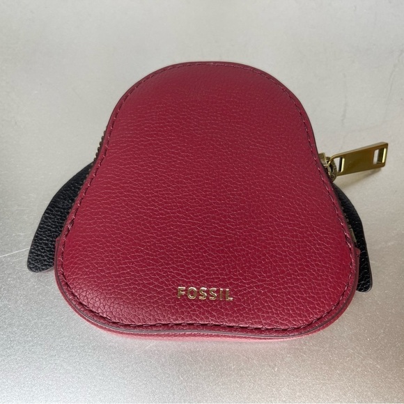 NEW! FOSSIL SOFIA Red Bunny Coin Purse Wallet Leather Zip - Picture 2 of 6
